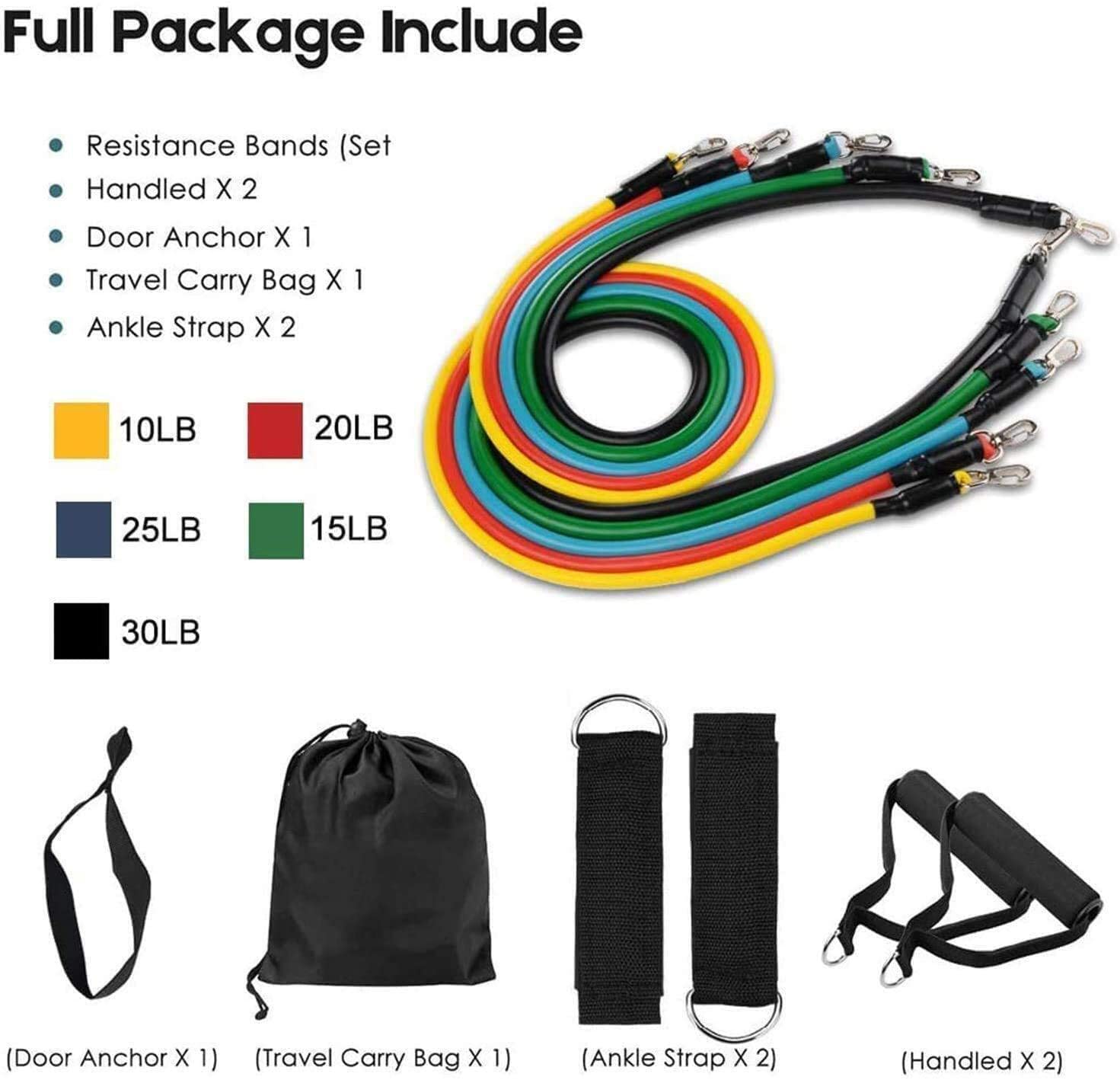 Resistance Band Set with Door  - Pilates Bar Kit With Resistance Bands 评论和价格